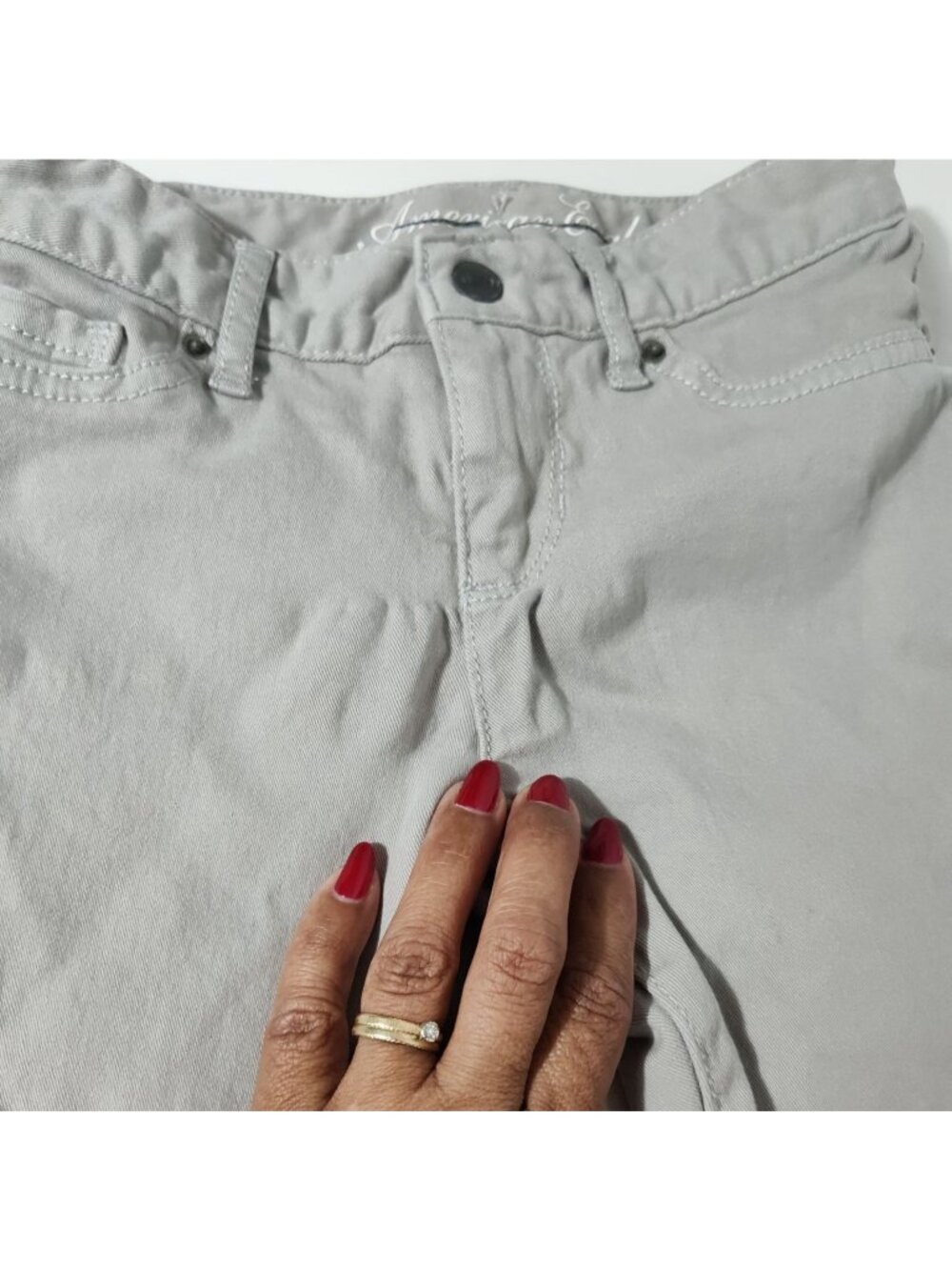 American Eagle Grey Skinny Jeans Jegging Girls Size 6 Adjustable Waist FLAW - Picture 6 of 8